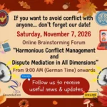 Issue 45/2026 — Invitation to Join Brainstorming Session to Develop the First “Harmonious Conflict Management and Dispute Mediation Curriculum” in Europe (Frankfurt Sandbox Project)